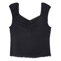 My Sister's Closet Girls' Cap Sleeve Ruched Top, Sizes S-XXL