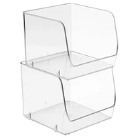 iDesign Linus Clear Medium BPA-Free Stacking Organizer Bin for Kitchen, Pantry, Office, Bathroom, 6" x 6.25" x 5.25"