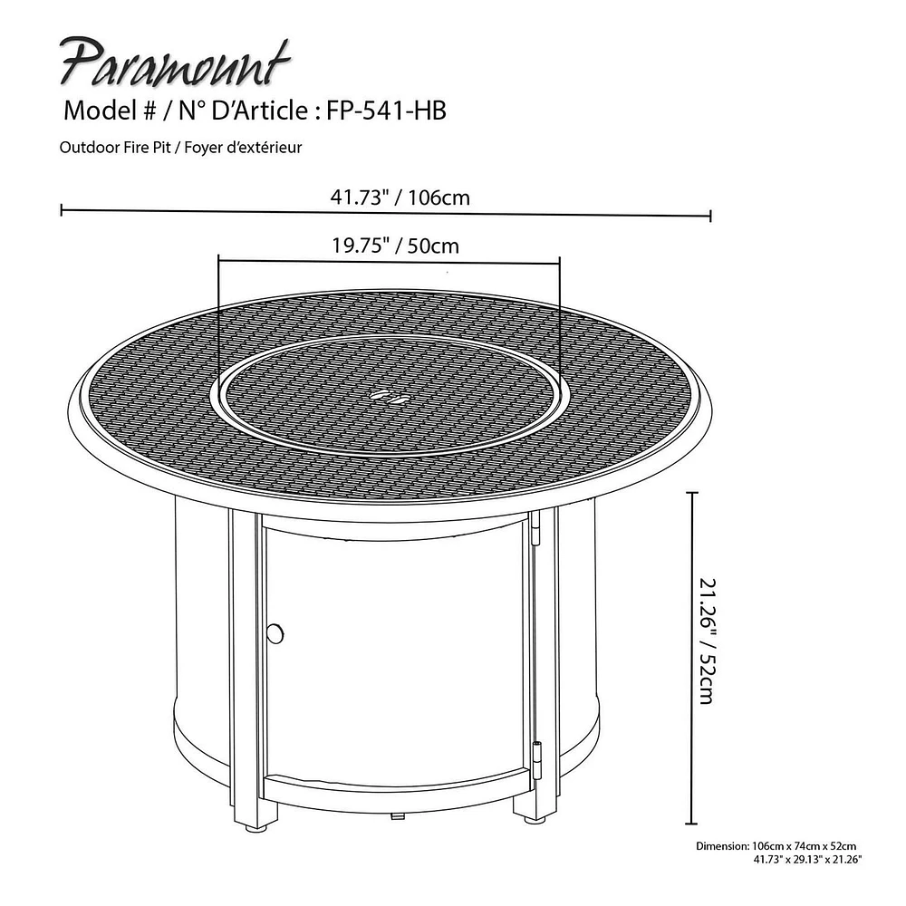 Paramount Alan Stamped Round Aluminum Fire Table