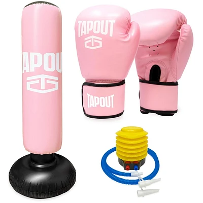 Tapout Pink Kids Boxing Bag Gloves Kit