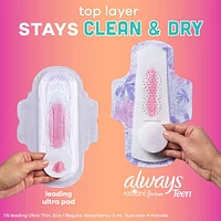 Always Radiant Teen Pads, Size 1, Regular, with Wings, Unscented, 42CT
