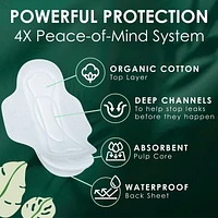 Serviettes L. ultraminces pour femmes, degré d’absorption super, voile supérieur en coton biologique, non parfumées, avec ailes, 42serviettes 42CT