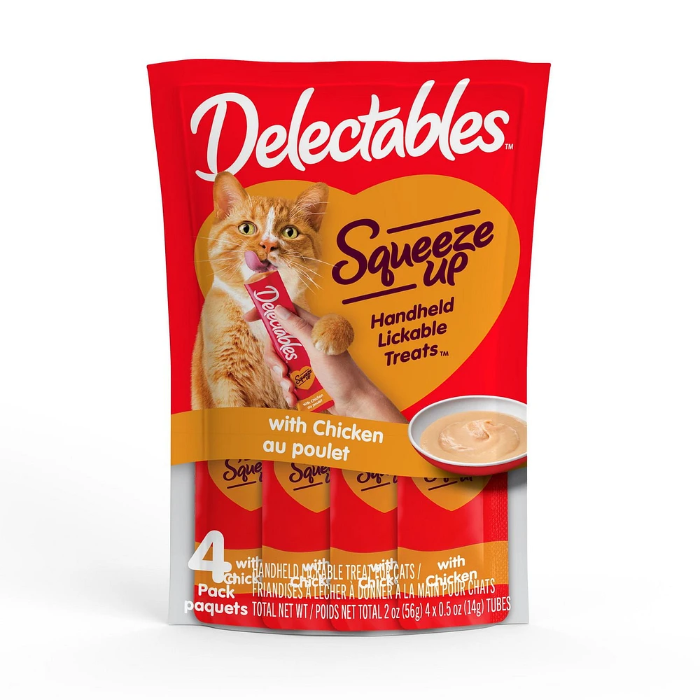 Friandise délectable pour chats au poulet Squeeze Up 4 x 14 g (paquet de 4)