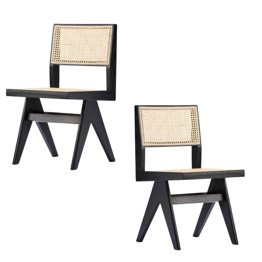 Nord Dining Chair Armless with Wood Frame and cane back seat