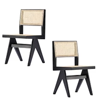 Nord Dining Chair Armless with Wood Frame and cane back seat