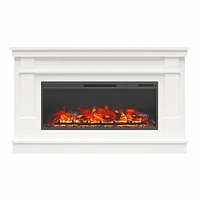 Ameriwood Home Elmcroft Wide Mantel with Linear Electric Fireplace, White