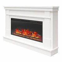 Ameriwood Home Elmcroft Wide Mantel with Linear Electric Fireplace, White