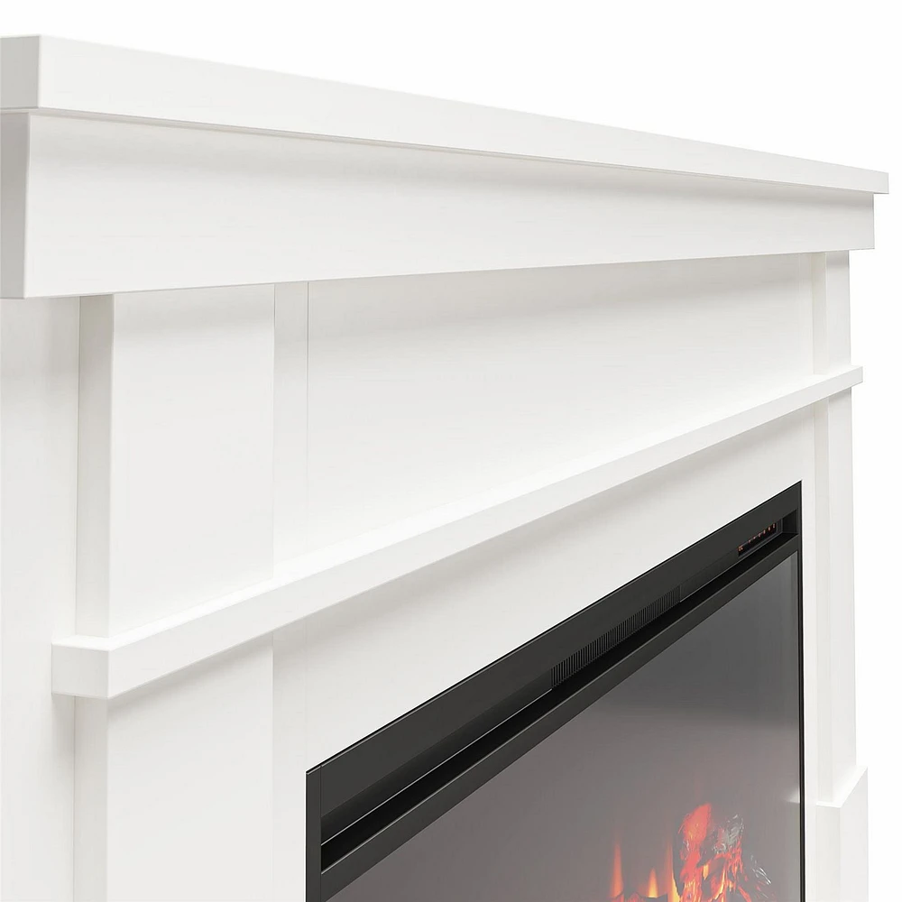 Ameriwood Home Elmcroft Wide Mantel with Linear Electric Fireplace, White