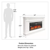 Ameriwood Home Elmcroft Wide Mantel with Linear Electric Fireplace, White