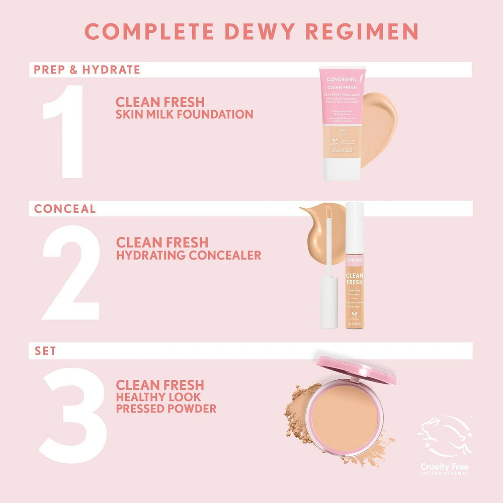 COVERGIRL - Correcteur hydratant Clean Fresh, formulé sans parabènes, sulfates, huile minérale et talc, infusé avec du lait de coco et des extraits d'aloès, 100 % végétalien et sans cruauté envers les animaux Correcteur radieux & hydratant