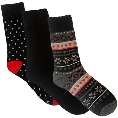 Secret® Ladies 3pk Patterned Crew Socks