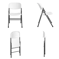 COSCO Commercial Plastic, Indoor/Outdoor Folding Chair, 300 lb. Weight Rating, Double Braced, White, 4-Pack