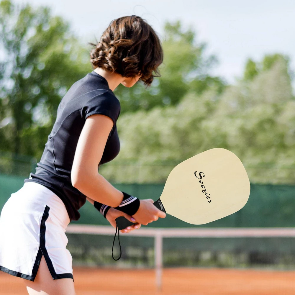 Soozier Wood Pickleball Paddles Set of 4 with 4 Balls and Carry Bag