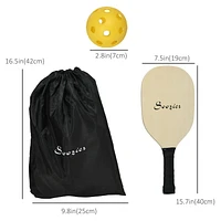 Soozier Wood Pickleball Paddles Set of 4 with 4 Balls and Carry Bag