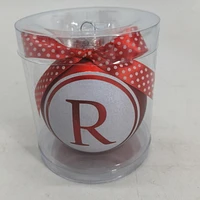 Holiday Time R Red Letter Glass Ornament