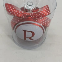 Holiday Time R Red Letter Glass Ornament