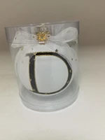 Holiday Time D White Letter Glass Ornament