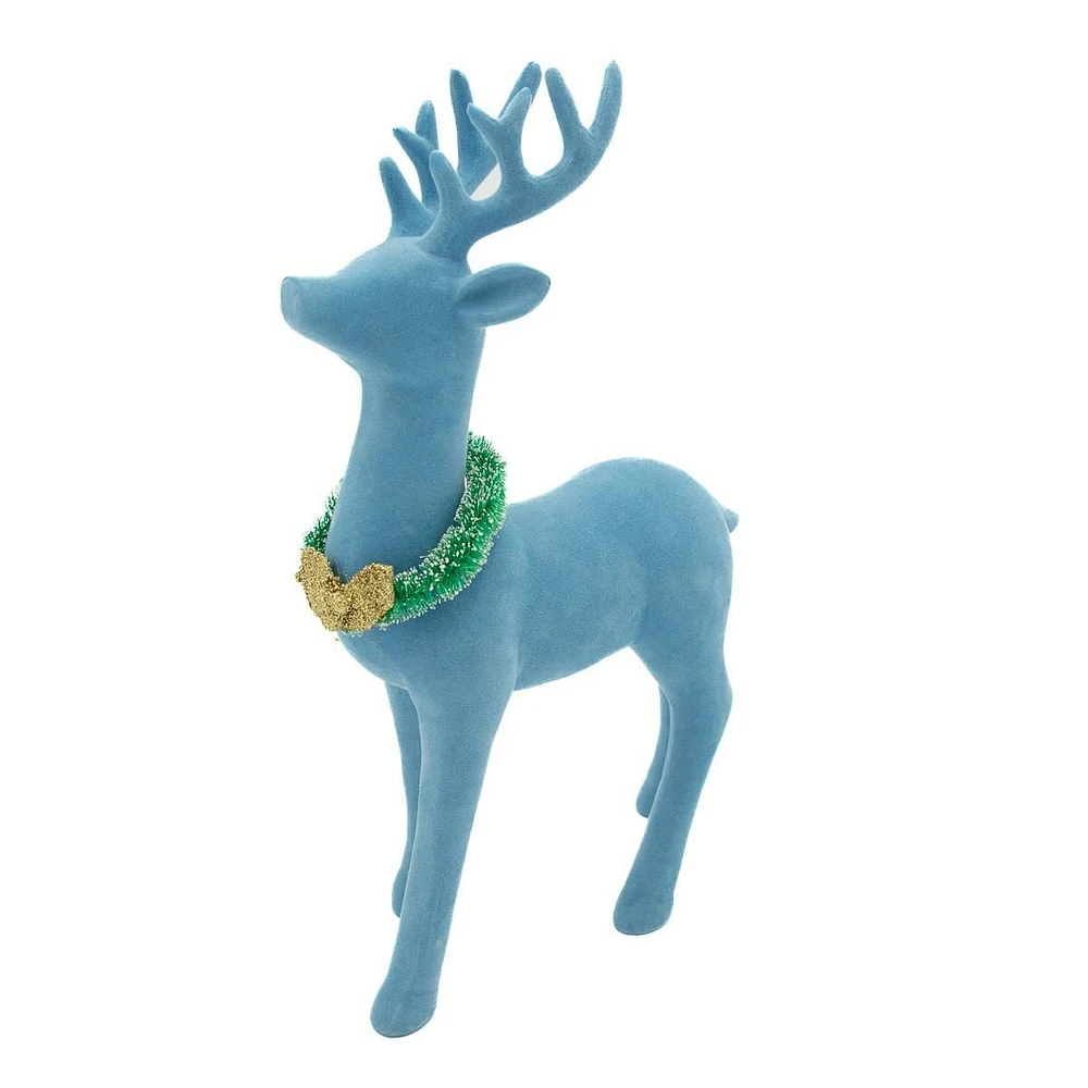 Packed Party "Oh Deer!" Blue Flocked Deer Holiday Decoration, BLUE FLOCKED DEER