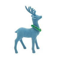 Packed Party "Oh Deer!" Blue Flocked Deer Holiday Decoration, BLUE FLOCKED DEER