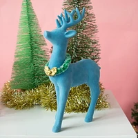 Packed Party "Oh Deer!" Blue Flocked Deer Holiday Decoration, BLUE FLOCKED DEER