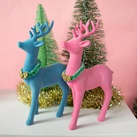 Packed Party "Oh Deer!" Blue Flocked Deer Holiday Decoration, BLUE FLOCKED DEER