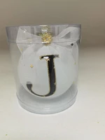 Holiday Time J White Letter Glass Ornament