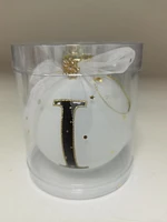 Holiday Time I White Letter Glass Ornament