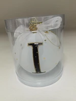 Holiday Time I White Letter Glass Ornament