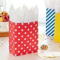 Hallmark 12" Large Paper Gift Bag Assortment, Pack of 12 in Blues, Red, Yellow, Black - Solids and Geometric Patterns for Birthdays, Father's Day, Holidays and More