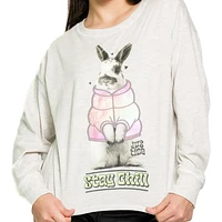 Justice Girls Bunny Puff Jacket Long Sleeve Crew