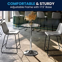 23.5'' Round Adjustable Height Glass Table (Adjustable Range 33.5'' - 41'')