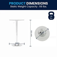 23.5'' Round Adjustable Height Glass Table (Adjustable Range 33.5'' - 41'')