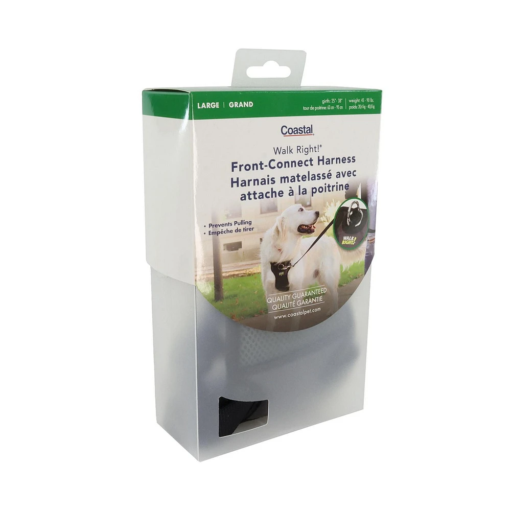 Coastal Walk Right!® Harnais pour chien rembourré à connexion frontale, noir