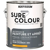 Rust-Oleum Sure Colour™ Paint + Primer, Interior Flat, Charcoal Black 3.78 L, 3.78 L