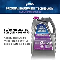 PEAK® OET Extended Life Violet 50/50 Pre-Diluted Antifreeze/Coolant  for European Vehicles, 3.78 Liters, PEAK OET AFC 50/50 Euro Violet