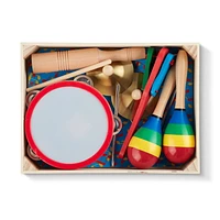 Melissa & Doug Band-in-a-Box Clap! Clang! Tap! - 10-Piece Musical Instrument Set, Band Set