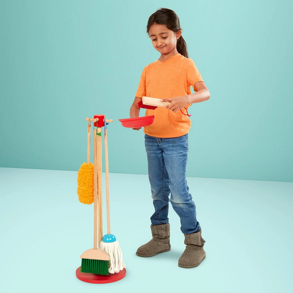 Melissa & Doug Dust! Sweep! Mop! 6-Piece Pretend Play Cleaning Set - FSC Certified, Dust, Sweep & Mop