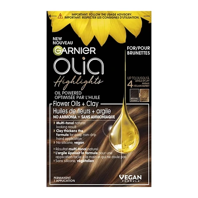 Garnier Olia Highlights Sans Ammoniaque pour Blondes, Résultat Naturel, Avec 60% d'Huiles et de l'Argile, 1 Application Highlights Sans Ammoniaque