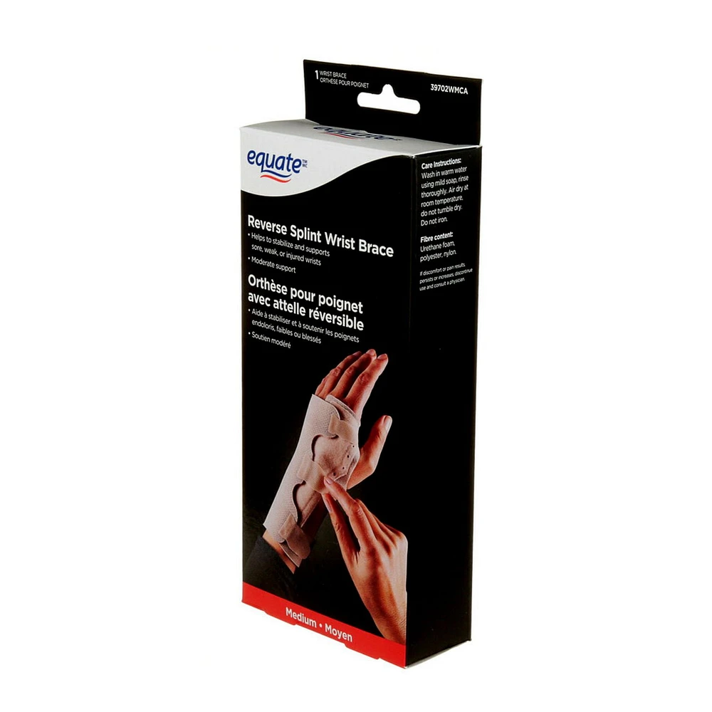 Orthèse pour poignet à attelle réversible 39702WMCA Equate(Tm/Mc) 1 orthèse par paquet