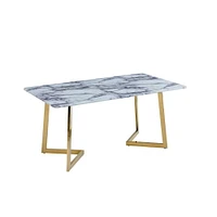 Haslemere Dining Table with Faux Marble and Gold Legs.