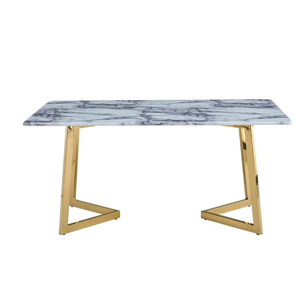 Haslemere Dining Table with Faux Marble and Gold Legs.