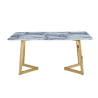 Haslemere Dining Table with Faux Marble and Gold Legs.