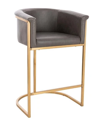 Kanye Velvet Stool in Dark Grey PU