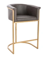 Kanye Velvet Stool in Dark Grey PU