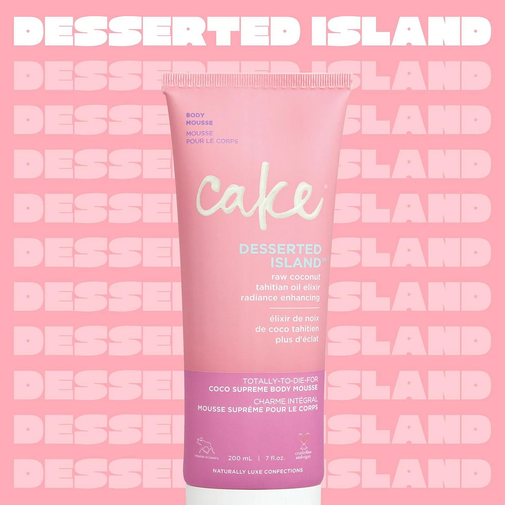 Cake Beauty Body Mousse, Desserted Island - Hydrating, Radiance Enhancing Oil Infused Body Lotion -  Tahitian Coconut Oil, Mango Butter, Aloe Vera - For Dry Skin - 200 ml, Radiance Enhancing Body Lotion