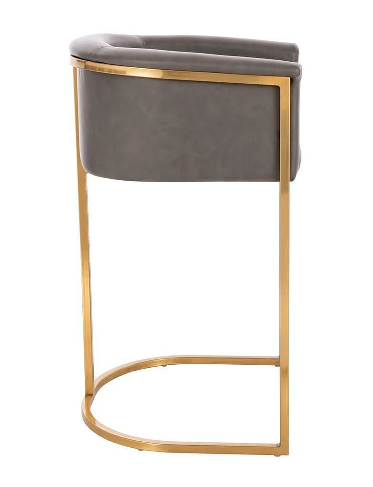 Kanye Velvet Stool in Dark Grey PU