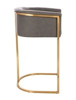 Kanye Velvet Stool in Dark Grey PU