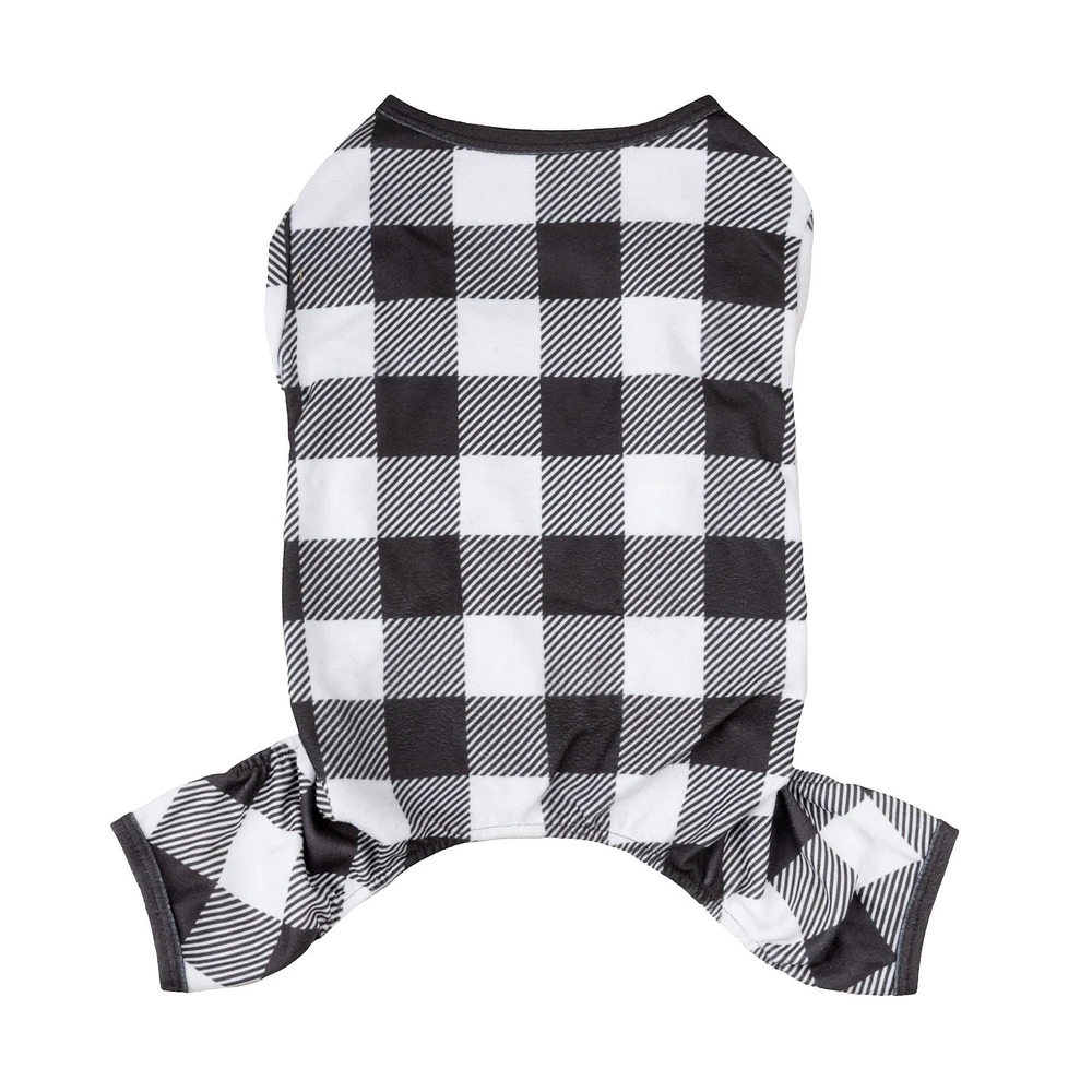 Vibrant Life Checkered Pet Holiday PJ for Pets -Dog and Cat Pajamas - Black & White