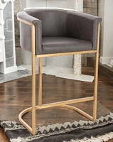 Kanye Velvet Stool in Dark Grey PU