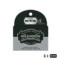Lames classiques pour rasoir de sécurité à double tranchant de Wilkinson Sword Recharge de 5 lames
